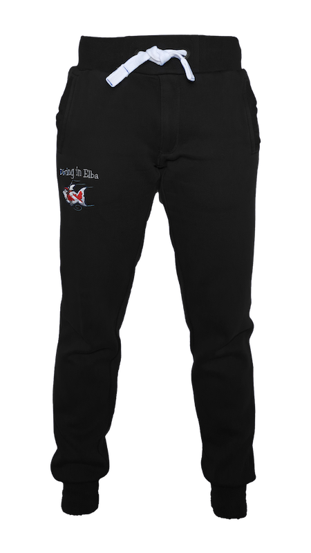 Pantaloni Diving in Elba neri, vista frontale con logo