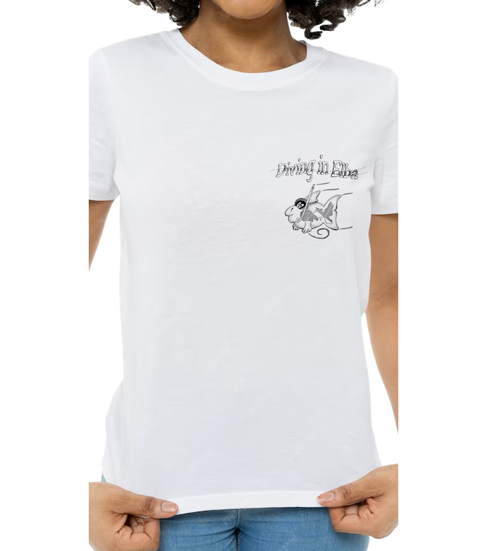 T-shirt Diving in Elba bianca per donna, vista frontale con logo