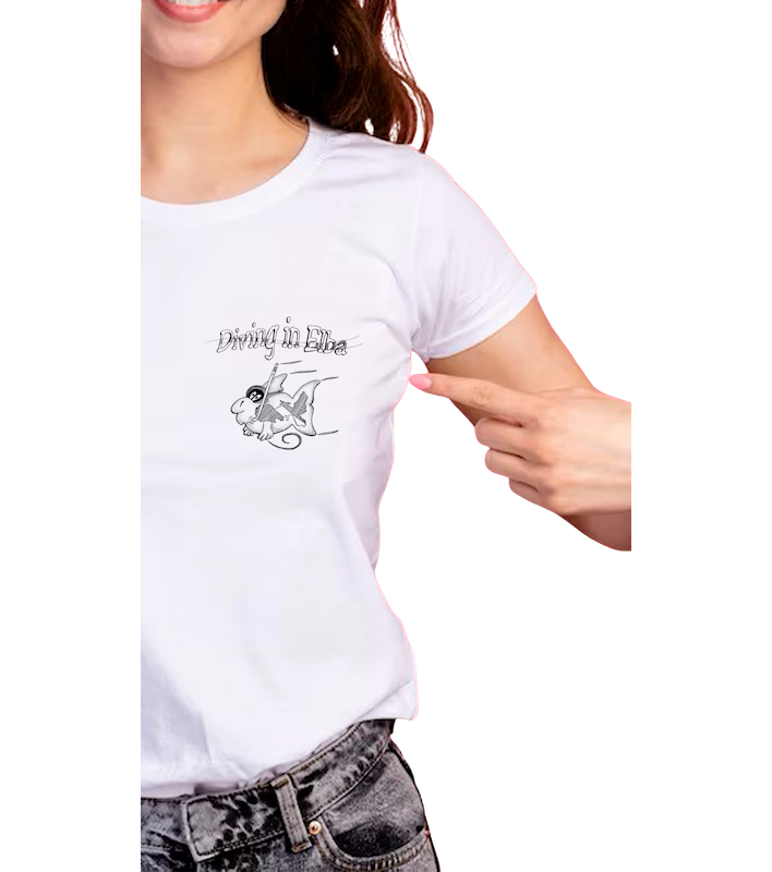 T-shirt Diving in Elba bianca per donna, vista frontale con logo