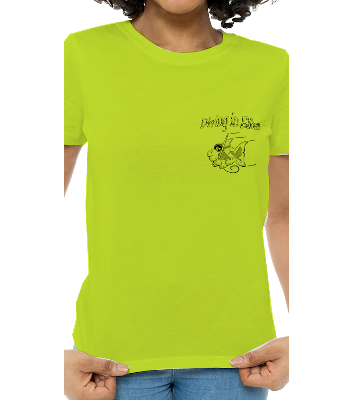 T-shirt Diving in Elba lime per donna, vista frontale con logo