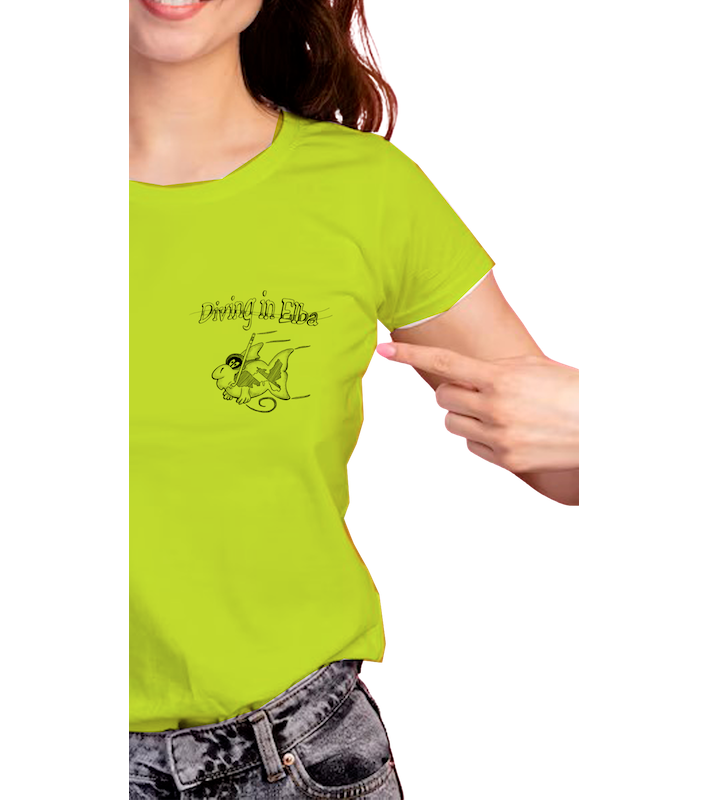 T-shirt Diving in Elba lime per donna, vista frontale con logo