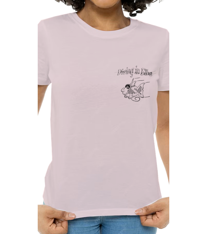 T-shirt Diving in Elba rosa per donna, vista frontale con logo