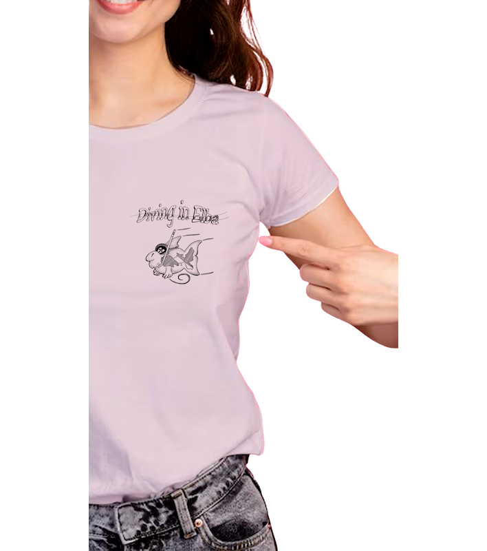 T-shirt Diving in Elba rosa per donna, vista frontale con logo