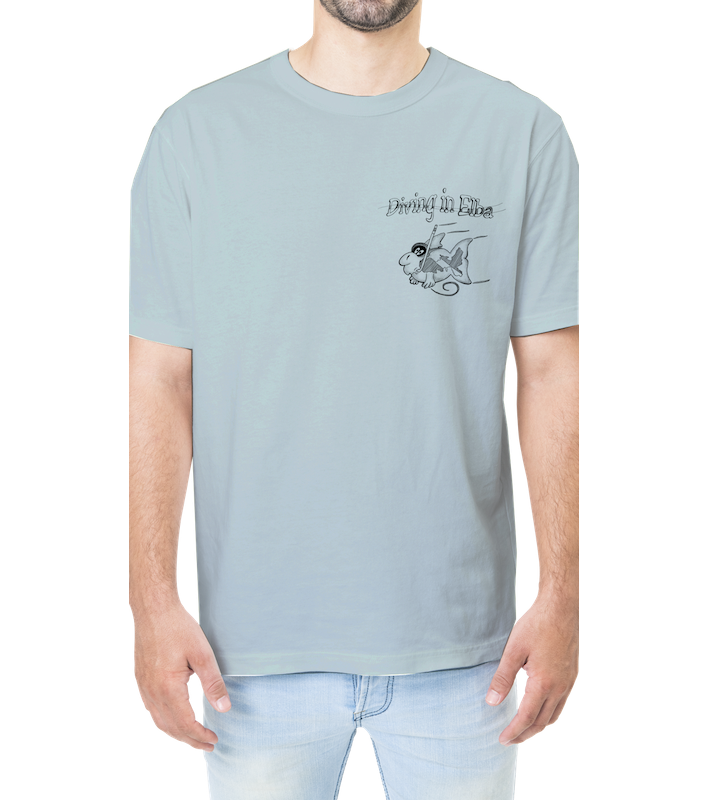 T-shirt Diving in Elba acquamarina per uomo, vista frontale con logo