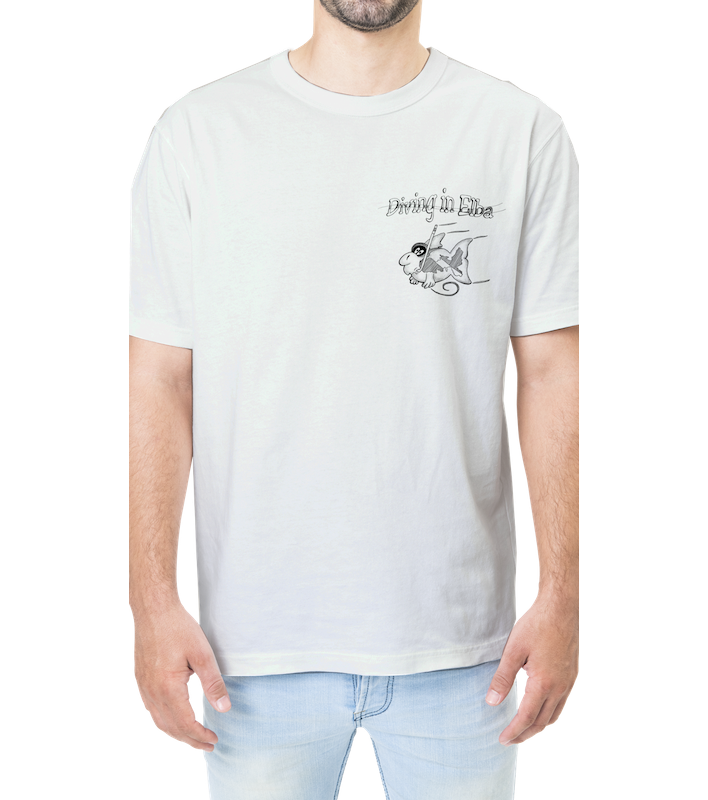 T-shirt Diving in Elba bianca per uomo, vista frontale con logo